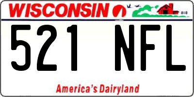 WI license plate 521NFL