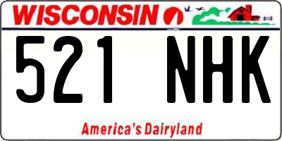WI license plate 521NHK
