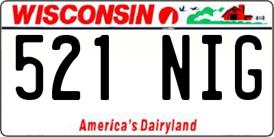 WI license plate 521NIG