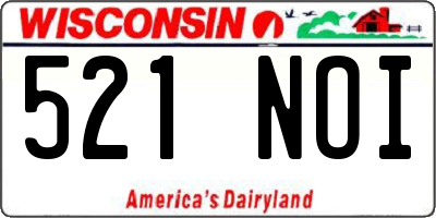 WI license plate 521NOI