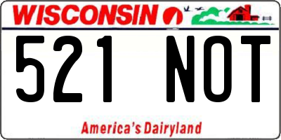 WI license plate 521NOT
