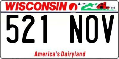 WI license plate 521NOV