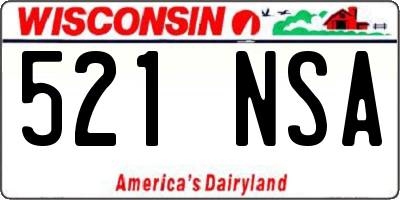 WI license plate 521NSA