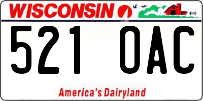 WI license plate 521OAC
