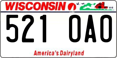 WI license plate 521OAO