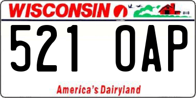 WI license plate 521OAP