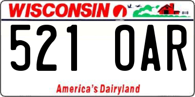 WI license plate 521OAR