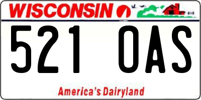 WI license plate 521OAS