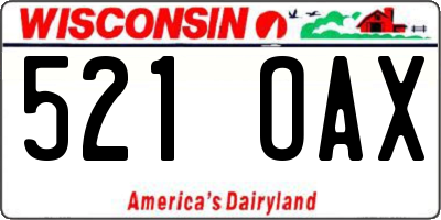 WI license plate 521OAX