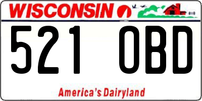 WI license plate 521OBD
