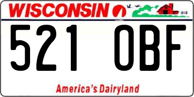 WI license plate 521OBF