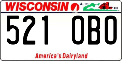 WI license plate 521OBO