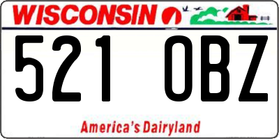 WI license plate 521OBZ
