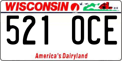 WI license plate 521OCE