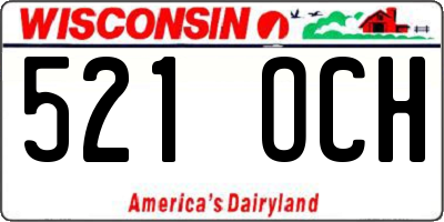 WI license plate 521OCH