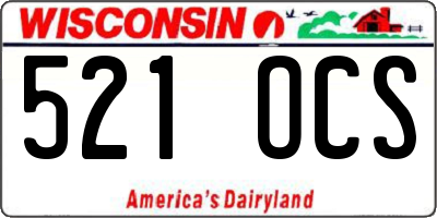 WI license plate 521OCS