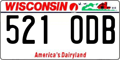WI license plate 521ODB
