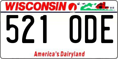 WI license plate 521ODE