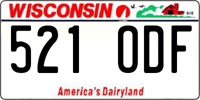 WI license plate 521ODF