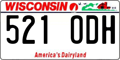 WI license plate 521ODH