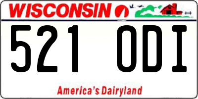 WI license plate 521ODI