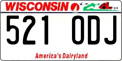 WI license plate 521ODJ