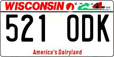 WI license plate 521ODK