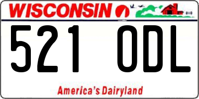 WI license plate 521ODL