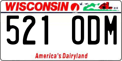 WI license plate 521ODM