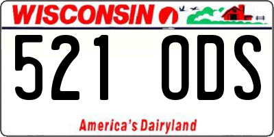 WI license plate 521ODS