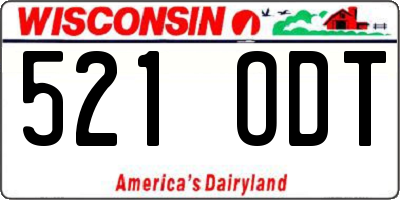 WI license plate 521ODT