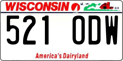 WI license plate 521ODW