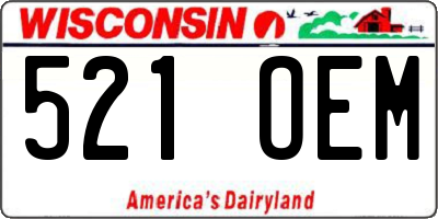 WI license plate 521OEM
