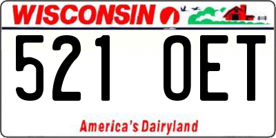 WI license plate 521OET