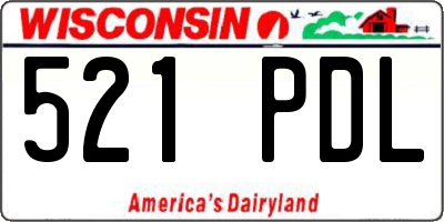 WI license plate 521PDL