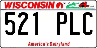 WI license plate 521PLC