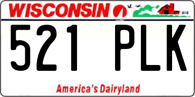 WI license plate 521PLK