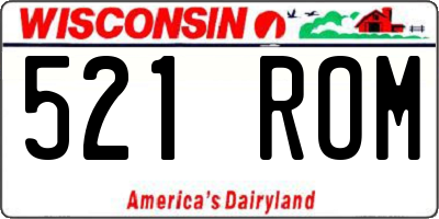 WI license plate 521ROM