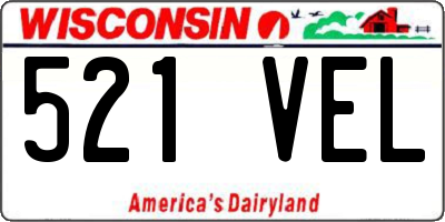 WI license plate 521VEL