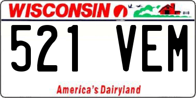 WI license plate 521VEM