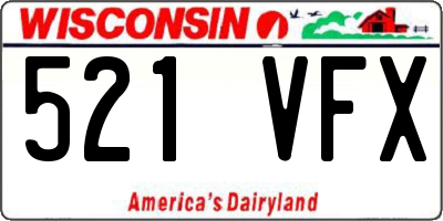 WI license plate 521VFX
