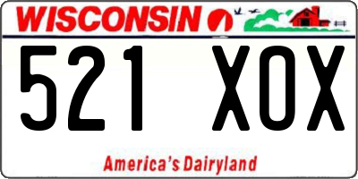 WI license plate 521XOX