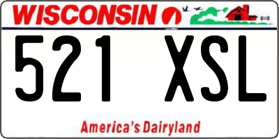 WI license plate 521XSL