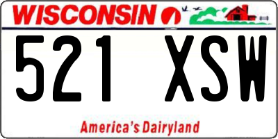 WI license plate 521XSW