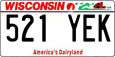 WI license plate 521YEK