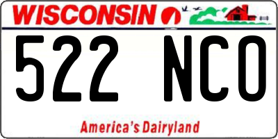 WI license plate 522NCO