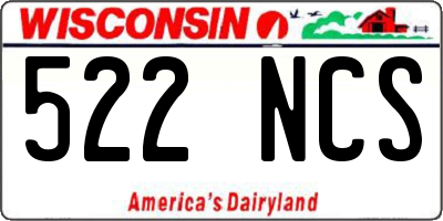 WI license plate 522NCS