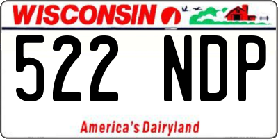 WI license plate 522NDP