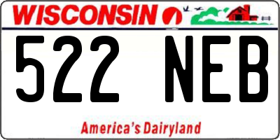 WI license plate 522NEB