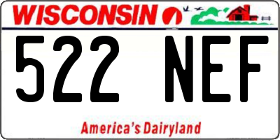 WI license plate 522NEF
